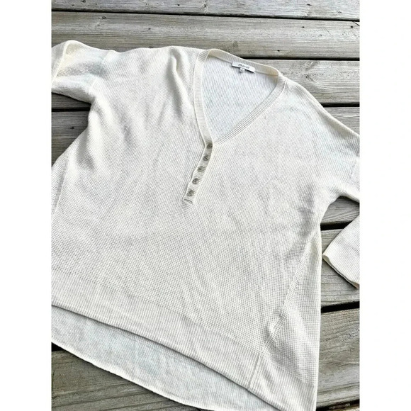 Madewell Asherton Waffle Henley Sweater-Ivory-Size Small NC737 Oversized NWOT - Picture 3 of 6